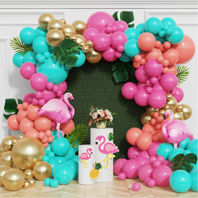 Summer Pool Party Balloon Garland Arch Kit, azul, laranja, amarelo, balões  de látex para luau havaiano, praia, decoração de festa de aniversário, 161  peças - AliExpress