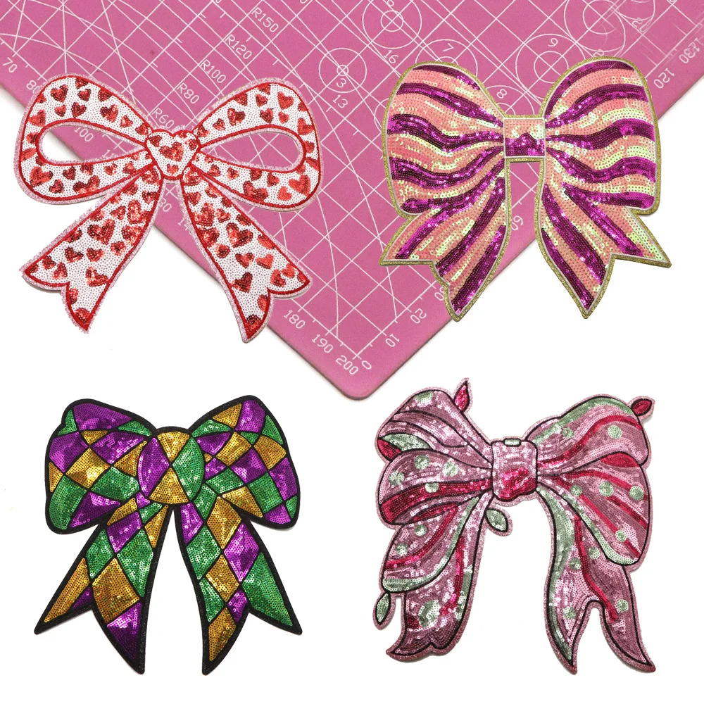 1PCS Seuqin Bögen Patches Gestickte Eisen auf Kleidungsstücke Applikationen Abzeichen Mädchen DIY Zubehör für Kleidung Tasche Rucksack