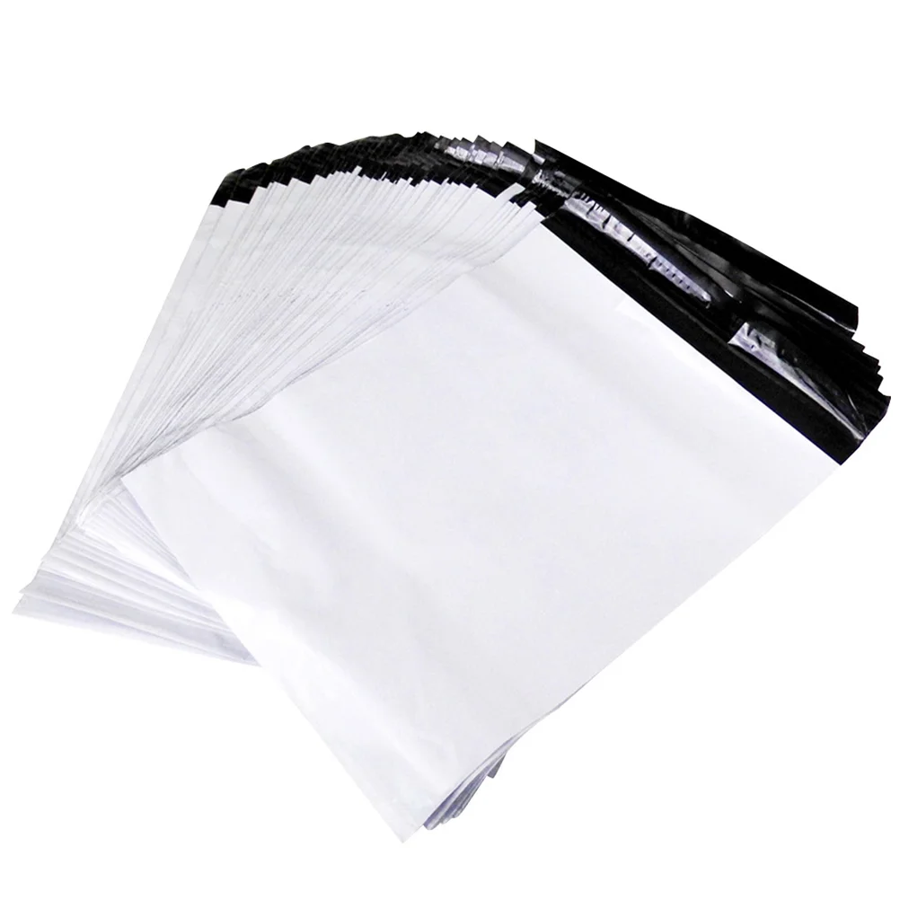 

100Pcs Waterproof Express Delivery Packing Bags White Self Sealing Express Bags Plastic Packing Bag(White)
