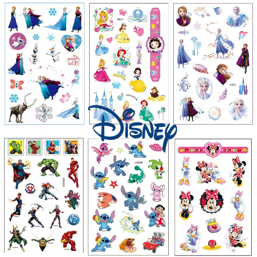 4 Stks/set Disney Prinses Sofia Stitch Tattoo Stickers Eenhoorn Bevroren Auto 'S Cartoon Tattoo Sticker Kinderen Meisjes Verjaardagscadeau