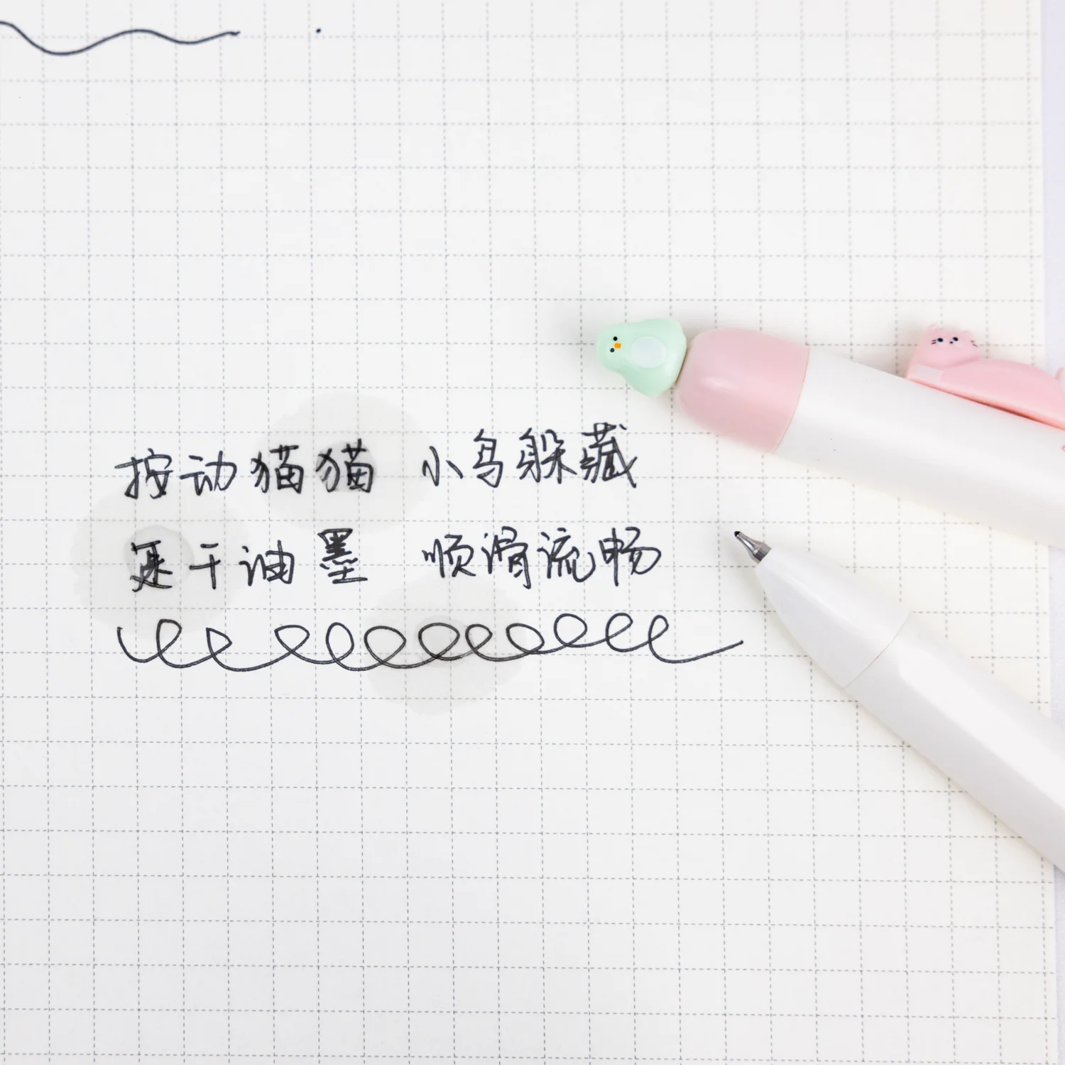 4 Pcs/Set Creative Cat And Bird Design Gel Pens Cute Funny Decompression 0.5mm Black Ink Writing Pens Stationery Supplies