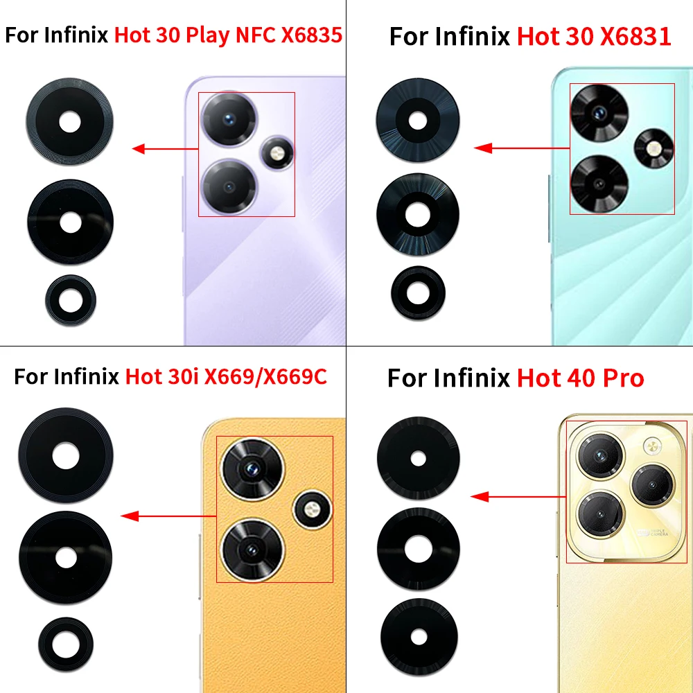 접착식 후면 카메라 유리 렌즈 커버, 인피닉스 핫 20 20S 플레이 30 5G 30i X669 40 프로 스마트 7 8 HD 제로 20 30, 신제품