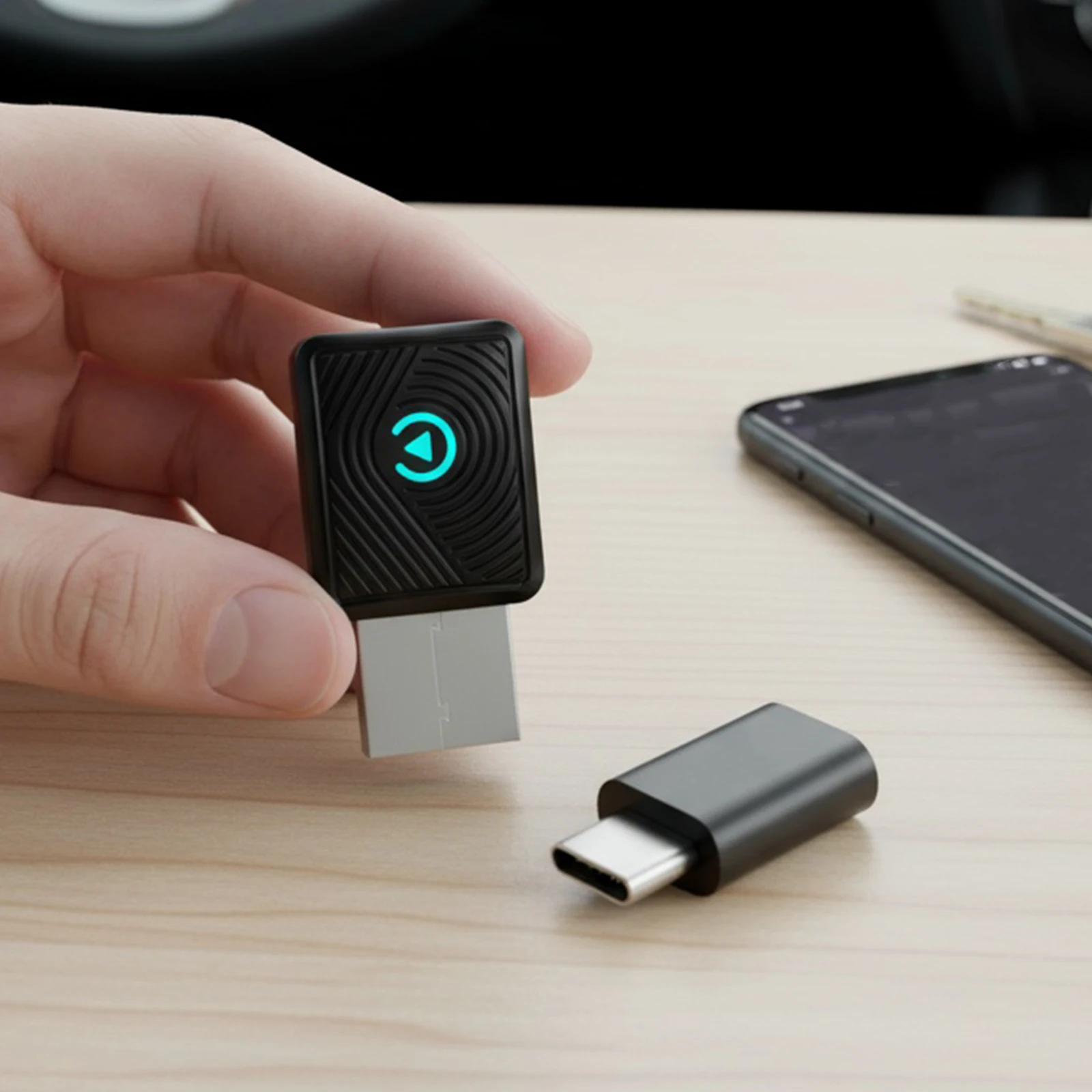 BT 5.3 2-in-1 무선 CarPlay 안드로이드 오토 어댑터 미니 BT USB A & USB C 동글 무선 CarPlay 어댑터 (아이폰 & 안드로이드용)