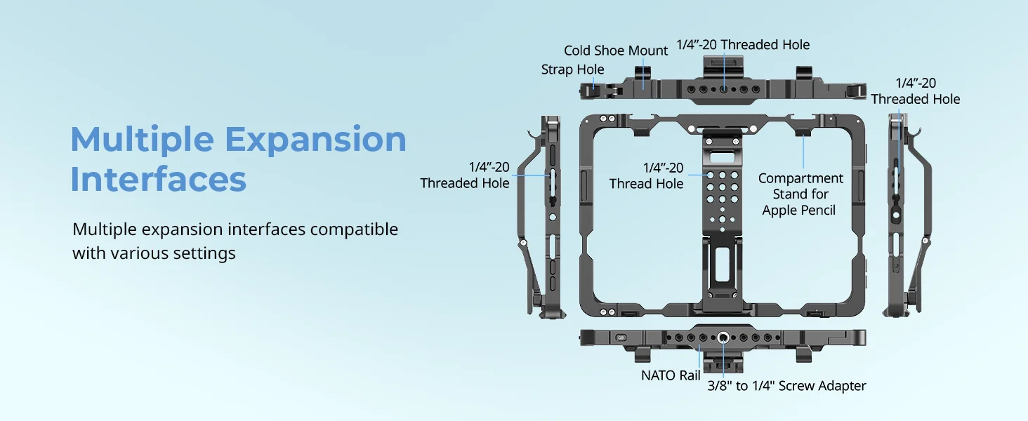 Gabbia Metal SmallRig Per IPad Mini 6 / A17 Pro - Supporto Con Parasole, Attacco Treppiede E Cold Shoe, Modello 5058 - Foto 8