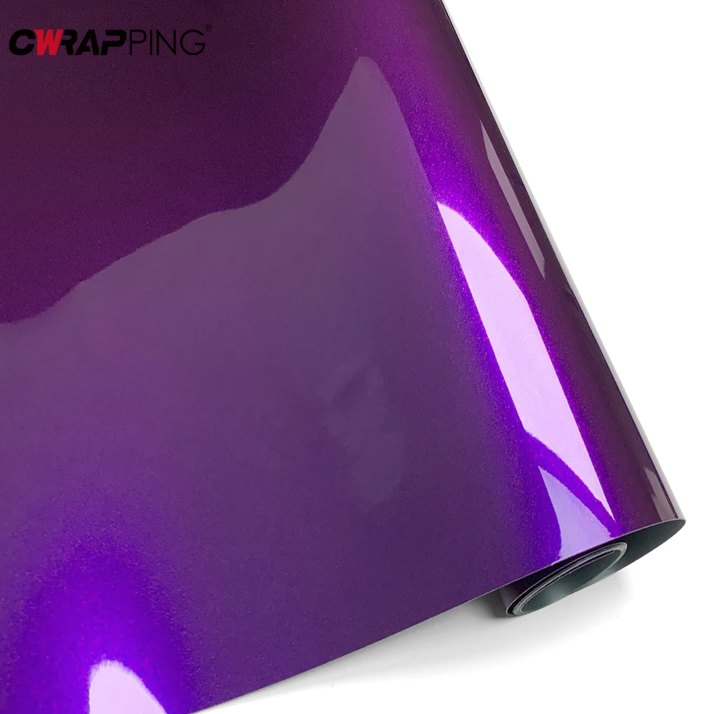 PET High Glossy Purple Vinyl Wrap Film Car Wrapping Motorcycle DIY Sticker Air Release Self Adhesive Decal for Car Accessories