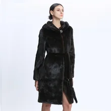 

Mink Coats Women Natural Mink Jacket With Hood Female Real Mink Fur Coat With Belt Ladies Winter Warm Genuine Fur Coat Luxury
