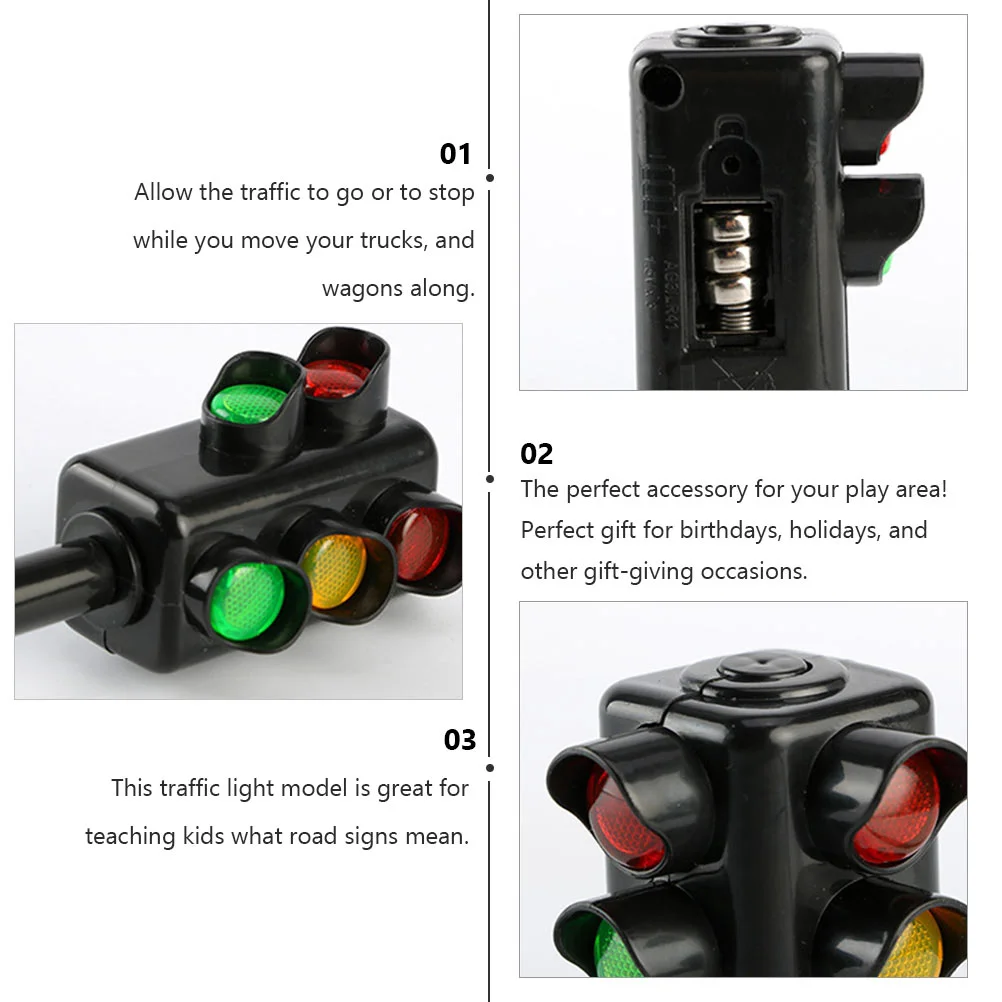 2 Pcs Traffic Light Simulator Model Toys Flashing Signal Lamp Plastic Led Signals Mini Road Signs Children Learning Aids