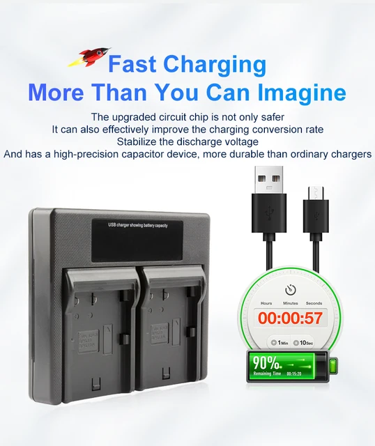 BP-511A BP-511 LCD USB Battery Charger for Canon EOS 40D 5D 50D