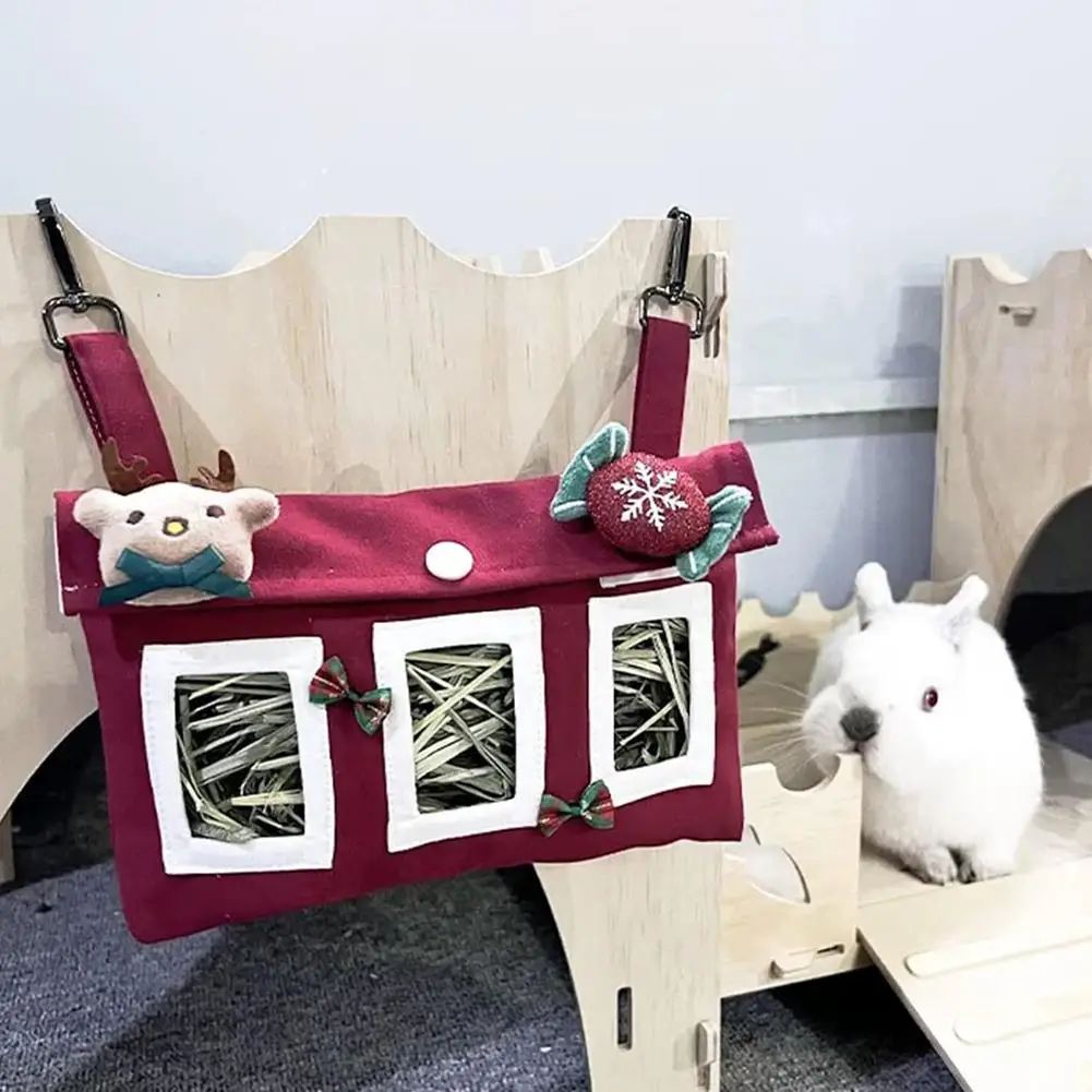 

Rabbit Hay Feeder Bag Washable Large Capacity Hanging Feeding Sack Hay Dispenser For Rabbit Guinea Pig Chinchilla Supplies