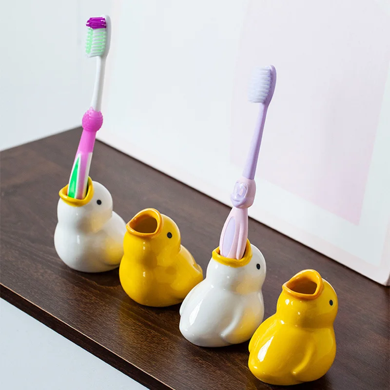 Creative Ceramic Duck Toothbrush Holder Bathroom Organizer Home Decor Art Craft For Kids Adults Ceramic Toothbrush Stand