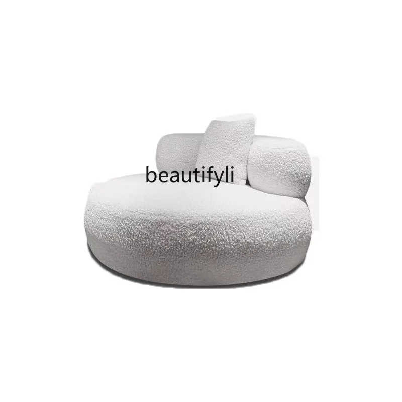 

Nordic Minimalism Lambswool Single Sofa Italian Cream Leisure Lazy round Couch