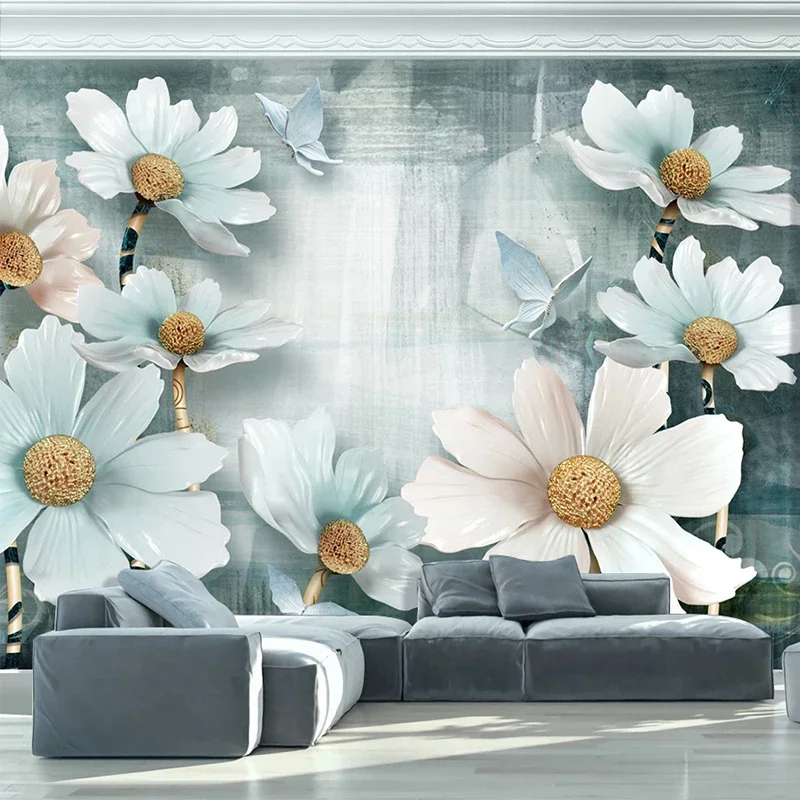 

3D Wallpaper Retro Flowers Photo Wall Murals Living Room TV Sofa Bedroom Home Decor Wall Paper For Walls 3D Papel De Parede Sala