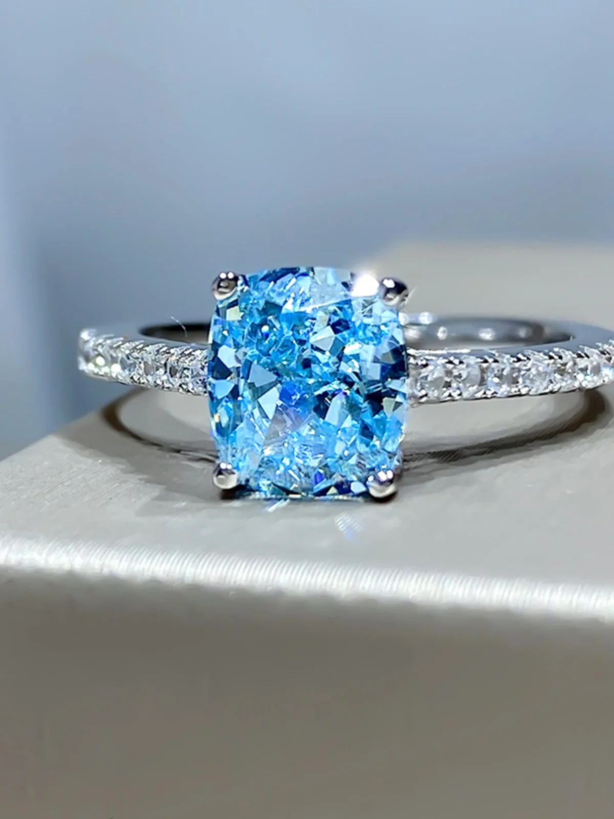 

Кольцо с сокровищами Sea Blue, кольцо с изображением радиана из серебра с высокоуглеродистым бриллиантом, модные и невозможные Свадебные украшения в Инстаграме