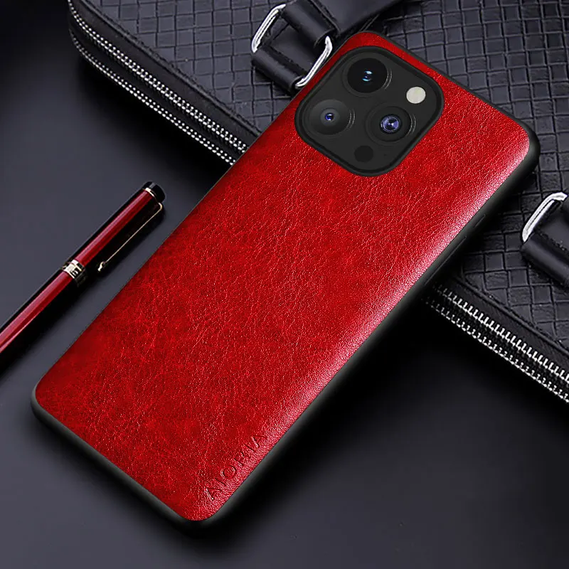 Premium PU Leather Business Phone Case – Solid Color Design