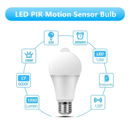 12W 15W 18W 20W E27 LED 모션 센서 전구 LED 램프 PIR 센서 조명 자동 ON/OFF 야간 조명, 가정용 주차 조명 110V 220V 3