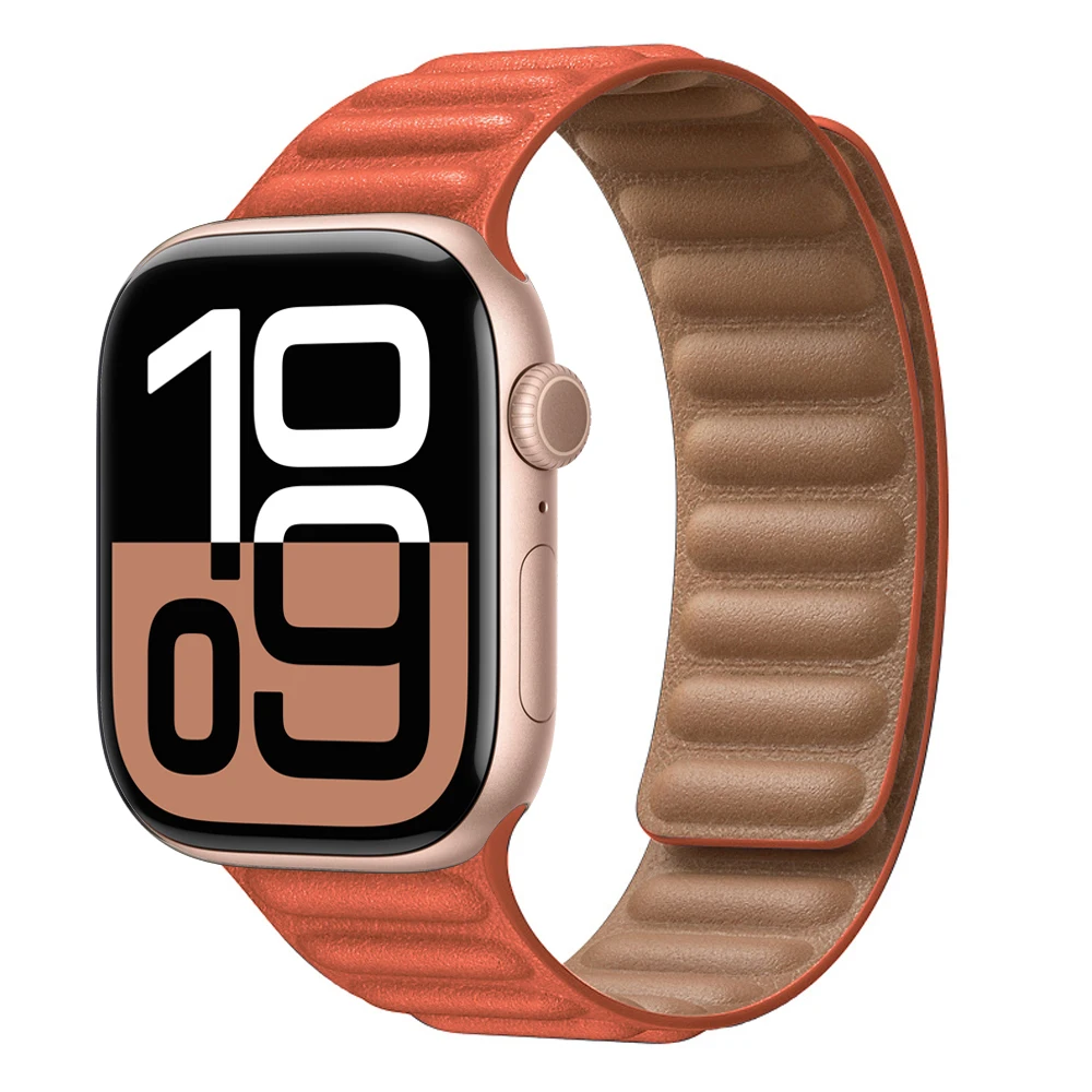 Premium Leather Magnetic Loop Watch Band Strap - Elegant Bracelet Design
