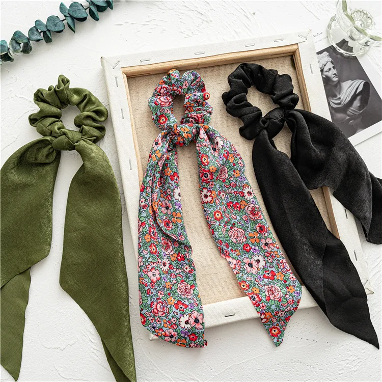 Fascia per capelli a forma di intestino grosso con nastro, accessorio floreale semplice in stile europeo e americano, regalo per donna - immagine 2