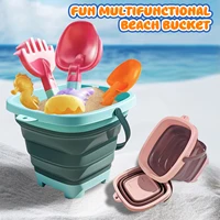 Children's collapsible bucket multi-functional small bucket seaside toys play sand portable play water catch the sea