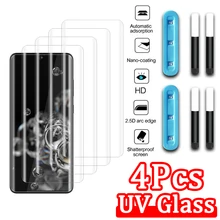 4Pcs UV Tempered Glass For Samsung Galaxy S22 S21 S20 S10 S9 S8 Screen Protector Note20 Note10 S 22 Ultra 21 Note 20 10 9 8 Plus