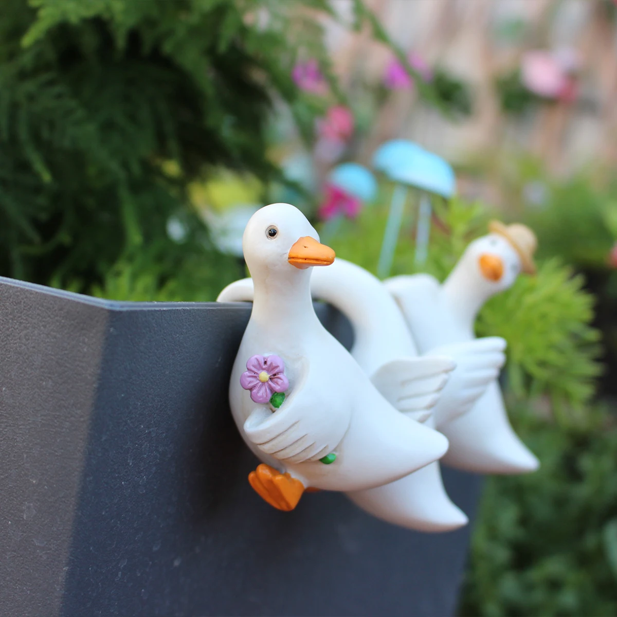 3 Enten-Anhänger, Garten-Bonsai-Dekoration Tieranhänger, Kunsthandwerk aus Harz