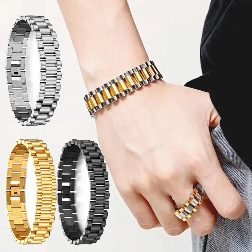 10MM Armband Stil männer Armbänder Für Frauen Neue Vintage Gold Überzogene Edelstahl Kette Armband für Frauen Männer paar Mode