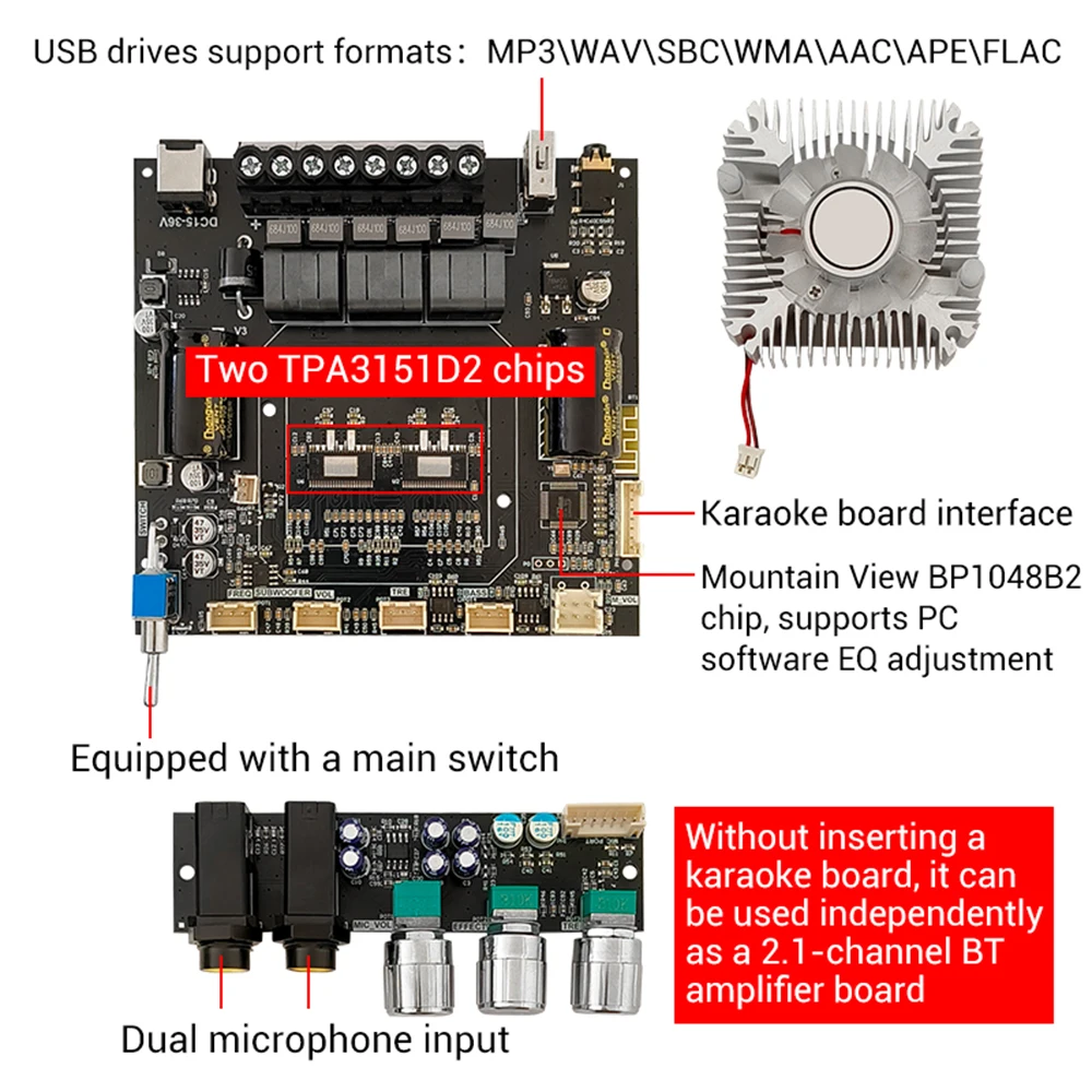 DC15-36V ZK-DAM L1 Bluetooth Amplifier Board 2.1 Channel HiFi