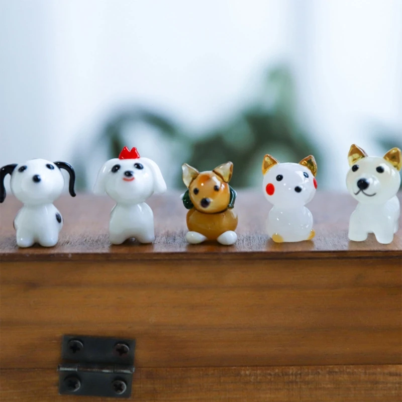 Mini Cute Dog Ornament Miniature Dogs Figurine Desktop Ornaments Car Decor For Home Bedroom Dormitory Office Desktop