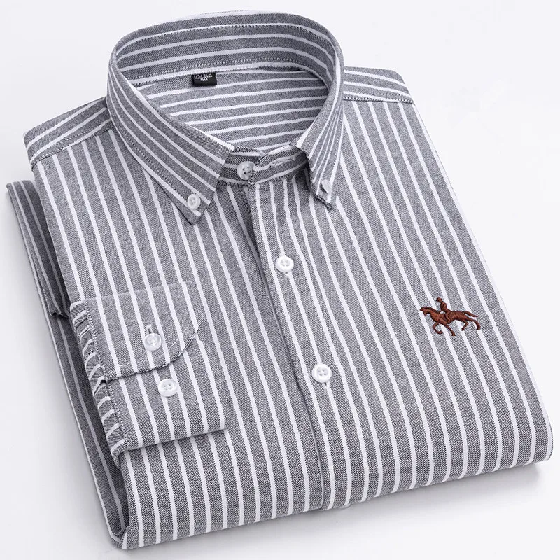 Men's Oxford Long Sleeve 100% Cotton Dress Shirt - Regular Fit, Casual & Formal Wear