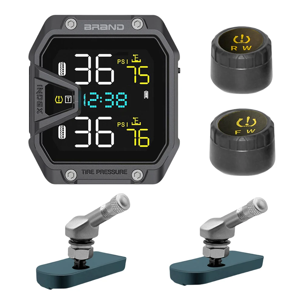 Motorcycle TPMS Tire Pressure Monitoring System LCD Display Wireless Tire Pressure Monitoring System for Two Wheeled Motorcycle