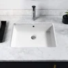 1pc Undermount Sink Bathroom Rectangular - 19"x 13" White Porcelain Ceramic Rectangle Vessel Sink, 20 Inch Under Counter Lavator 1