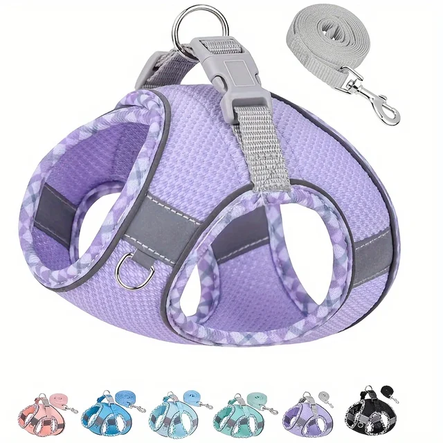 Reflective Puppy Harness and Leash Set Breathable Summer Mesh Dog Harness Vest Pet Cat Chest Straps Chihuahua Yorkies Harness Reflective Puppy Harness and Leash Set Breathable Summer Mesh Dog Harness Vest Pet Cat Chest Straps Chihuahua Yorkies Harness