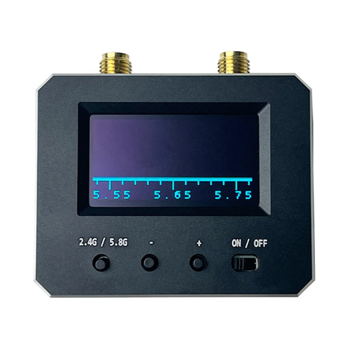 Écran du scanner affichant un pic de signal 2.4G, outil essentiel pour drone FPV avec détection précise jusqu'à 350m