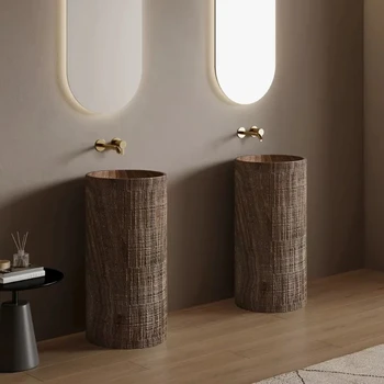 อ่างล้างหน้าแบบเสาสไตล์โมเดิร์นมินิมอล วัสดุหินเทียมที่เป็นของแข็งในครัวเรือนและอ่างล้างหน้าเชิงพาณิชย์ GN123NM 2