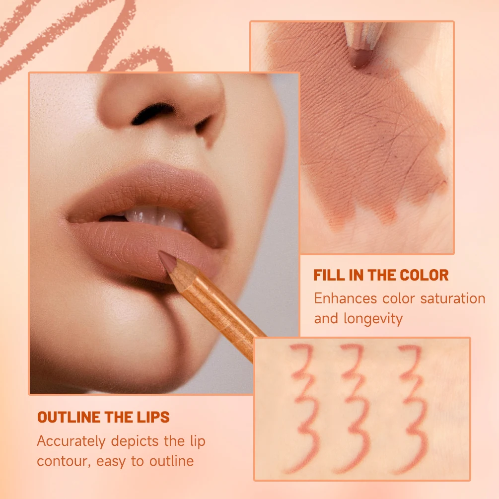 12Pcs/Set Matte Lip Liner Pencil Lip Outline Contouring Lasting Lipstick High Pigment Not Easy Fade Velvet Fine Lipliner