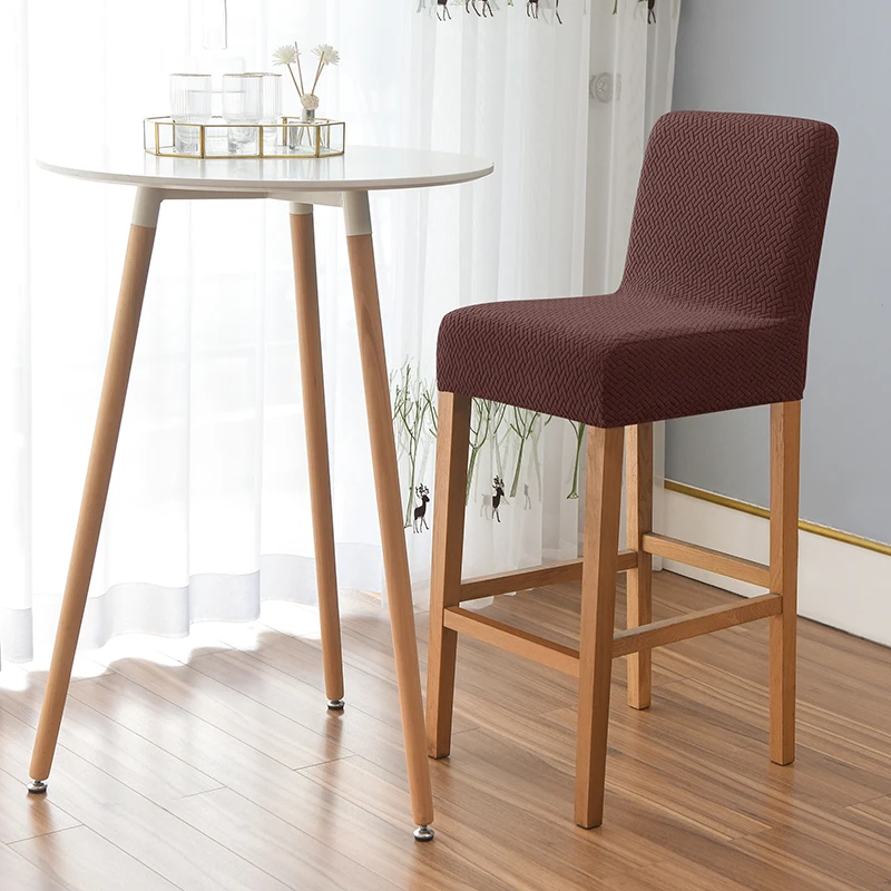 T-förmiger Jacquard-Club-Drehstuhlbezug, kleine Größe, kurze Rückenlehne, Stuhlbezug für Esszimmer, Küche, Stretch-Hocker, Sitzbezug – Detail 17
