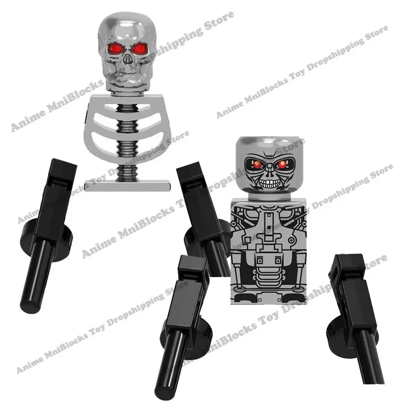 PG1257 PG1258 The Terminator Movies Anime Bricks Dolls T800 Mini Action Toy Figures Building Blocks Assemble Toys Kids Gifts herocross tv6203 anime movies venom hero building blocks bricks dolls mini action toy figures assemble blocks children gifts