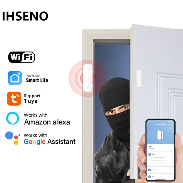 Tuya WiFi  Door Sensor Window Sensor Smart Home Wireless Door Detector Smart Life APP Remote Control for Alexa Google Home 2