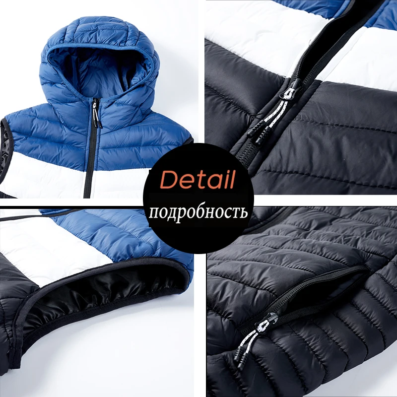 S.T.G 2022 Men Sleeveless Down Vests Stitching Color Hooded Patchwork Jackets Hot Fashion Male Winter Casual Waistco