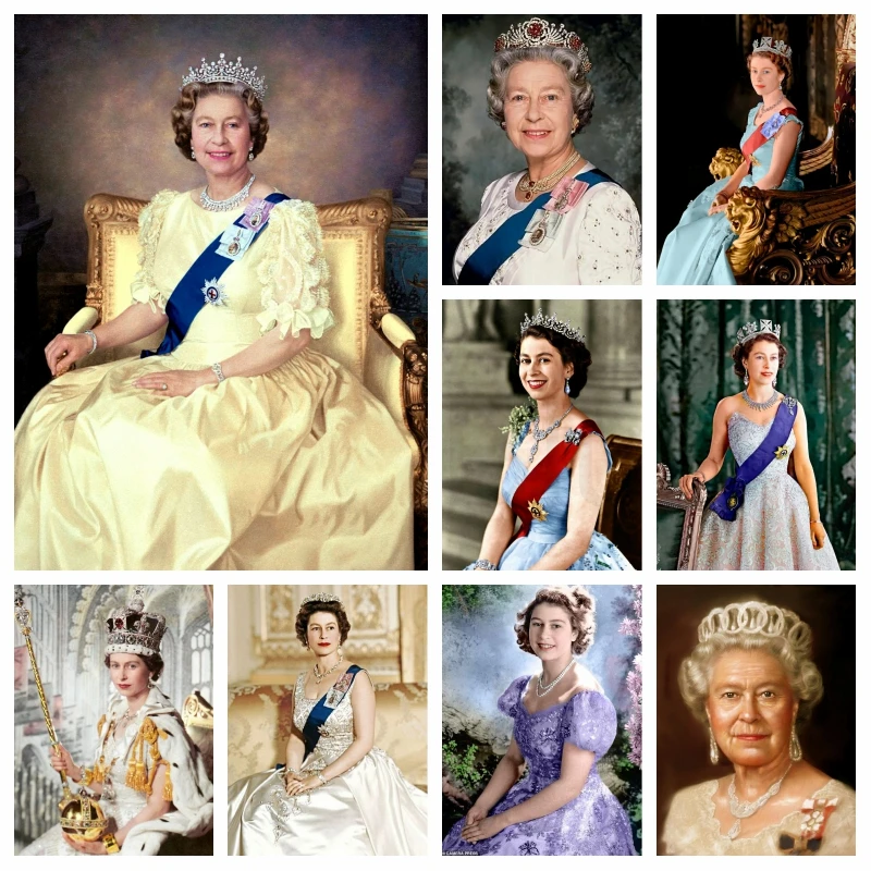 Inglaterra reina Isabel II con retrato de corona pintura artística