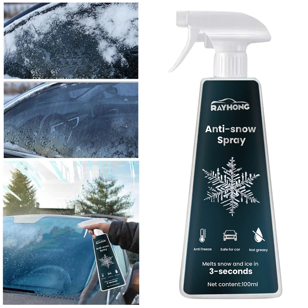 Snow Melting Defrost Liquid Road Anti Slip Snow Melting Spray 100ML Defrosting Anti Frost Spray for Car Windshield Window Mirror