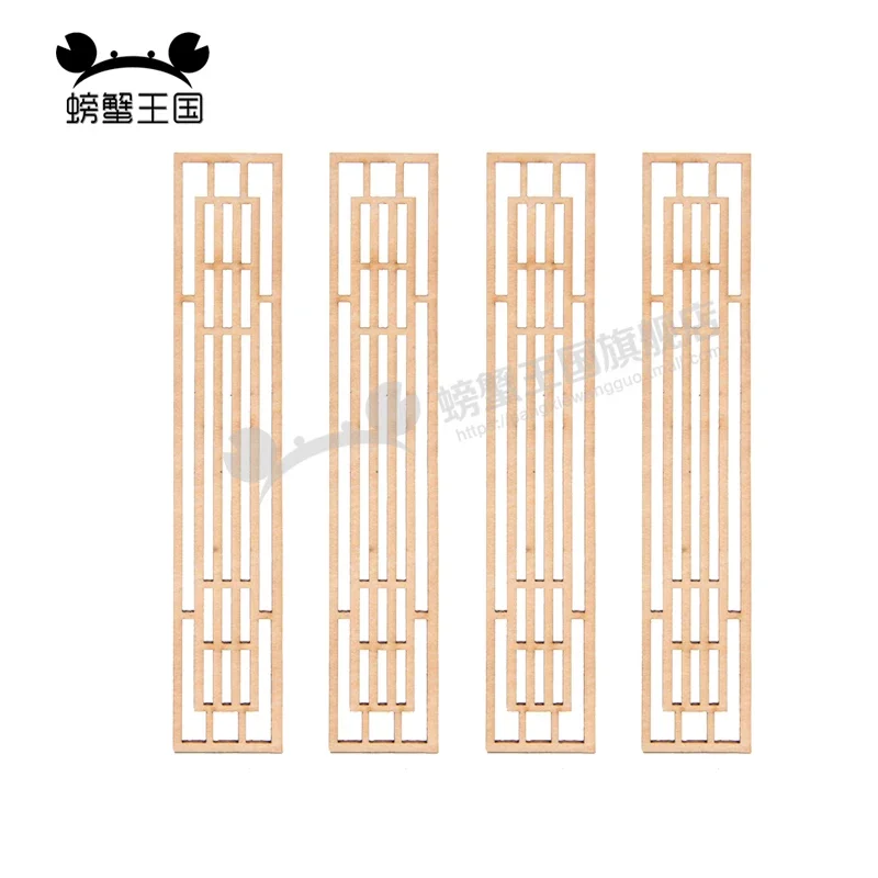 8pcs 중국 스타일 가구 장식품 나무 스크린 분리기 룸 디바이더 조각 된 나무 패널 인형 집 미니어처 액세서리
