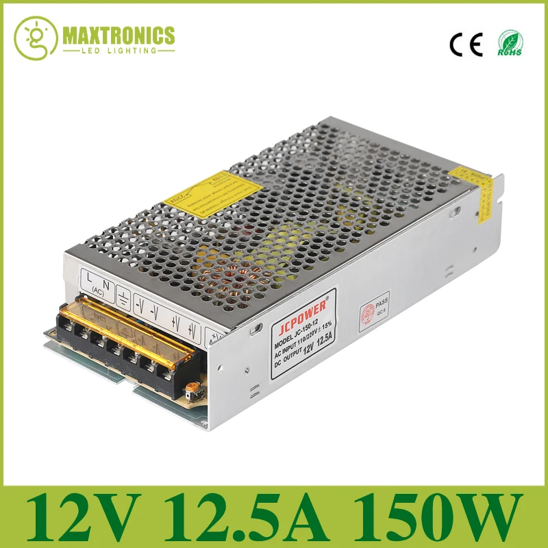 

Best quality 12V 12.5A 150W Switching Power Supply Driver for LED Strip AC 110-240V Input to DC 12V Free shipping