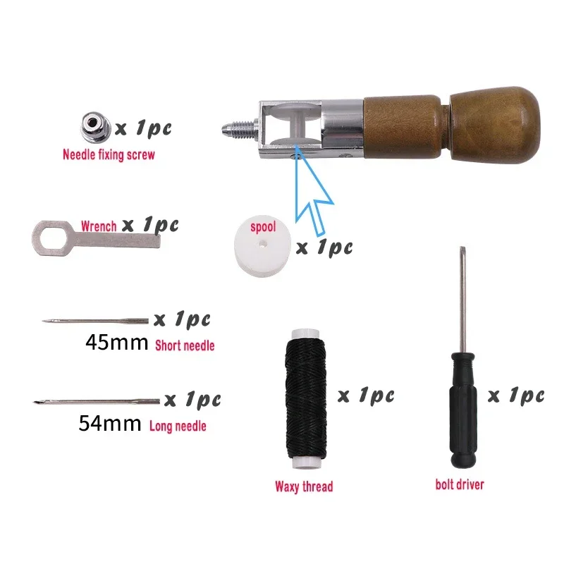 Punzón de costura de cuero, herramientas artesanales, máquina de coser, bloqueo rápido, juego de agujas de hilo, zapatero DIY, herramientas de reparación de lienzo