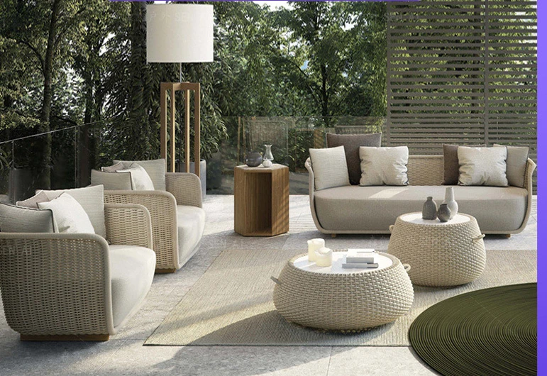 

Outdoor rattan sofa patio, outdoor sunscreen balcony, lounge sofa terrace