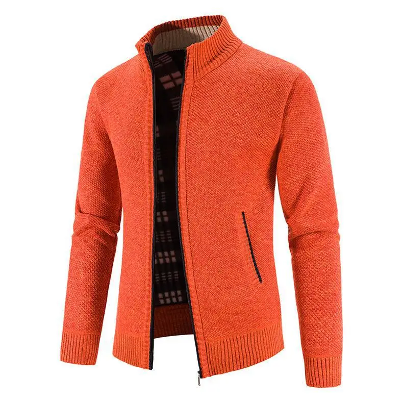 thumbnail image 1 of Suéter tipo cárdigan con cremallera y cuello alto de polar para otoño e invierno para hombre, 1 of 5