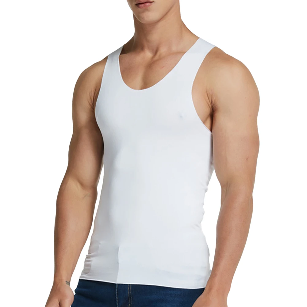 

Casual Men's Seamless Tank Top Vest Sleeveless Ice Silk High Elastic Hurdling Gym Sports Tees Vests T Shirt Man Clothing