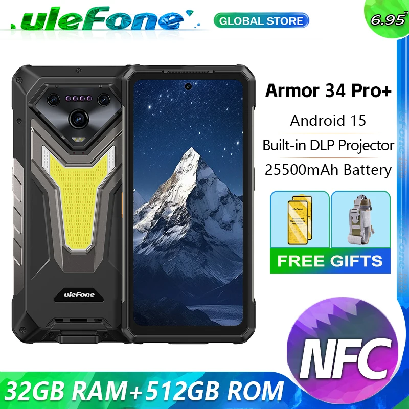 Ulefone Armor 34 PRO AI Robuuste Smartphone 5G met Projector, 25500mAh