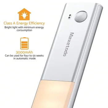 Under Cabinet Lights 64 LED Sensor Magnetic 3000mAh Rechargeable 3 Color Temperature Energy Class A Night for Cupboard Stairs 5