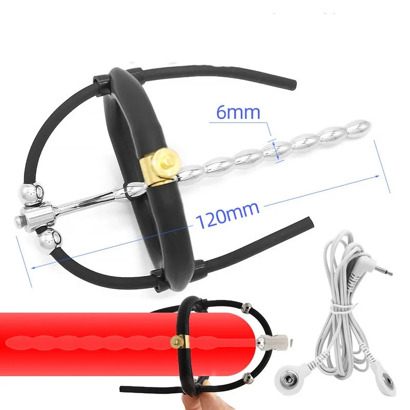 Electric Shock Penis Plug Cockring Chastity Cage ,Electric Sex Glan Trainer, E-stim Electroshock Host Bdsm Toy for Men