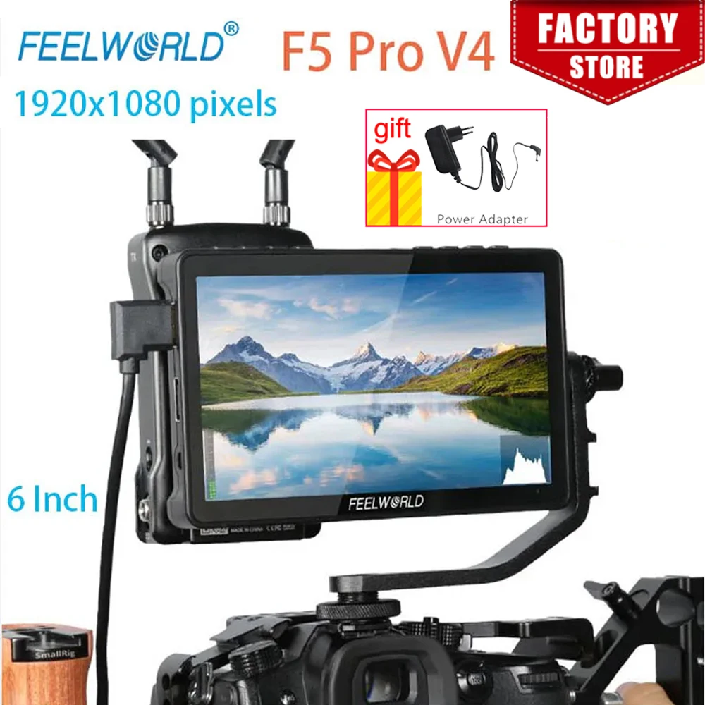 Feelworld F5 Pro V4 6 Pollici Touch Screen Dslr Camera Monitor Da Campo 3D Lut 4K Hdmi Input Output Tilt Arm Power Output F970 Installa